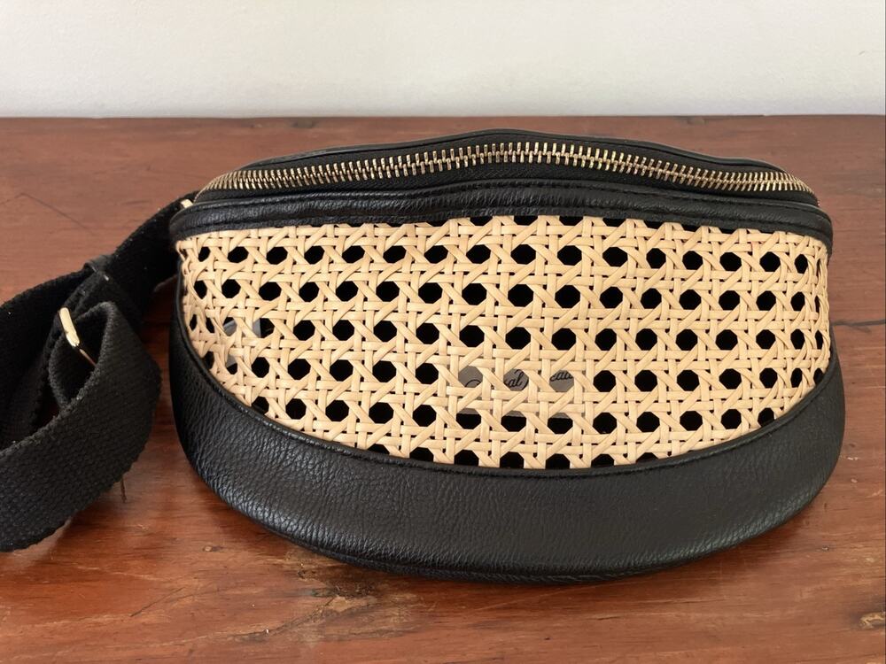 Universal Thread Woven Rattan Cane Fanny Pack Belt Bag Black Boho Target